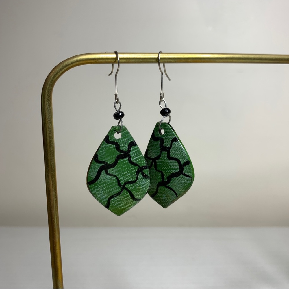 Handmade polymer clay abstract leaf earrings